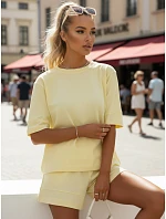 Bavlnená dámska súprava so šortkami Poľský výrobok žltá FashionStreet AY1170