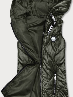 Dámska vesta v khaki farbe s kapucňou (B0129-11)