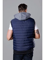 Tmavě modrá pánská prošívaná vesta s kapucí model 18347855 - J.STYLE Tmavě modrá pánská prošívaná vesta s kapucí model 18347855 - J.STYLE