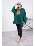 Zateplená mikina se zipem na boku tmavě zelená