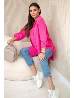 Bavlnená mušelínová košeľa oversize ružová