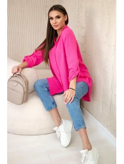 Bavlnená mušelínová košeľa oversize ružová