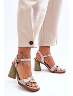 Kožené sandály na podpatku model 21624649 - Maciejka