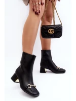 Boty Na Podpatku S Ozdobou Černé model 21643263 - Boto