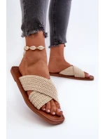 Klapki Damskie Płaskie Big Star NN274078 Beżowe