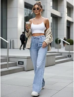 Dámske džínsy s vysokým pásom a širokými nohavicami modré FashionStreet UY2941