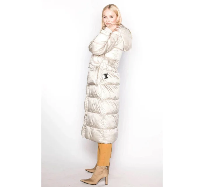 DŁUGA DAMSKA KURTKA Z BEŻOWA model 21244337 - Ann Gissy