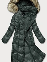 Dámska ľahká dlhá bunda tmavozelená (H-203)