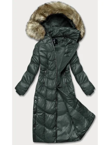 Tmavozelená ľahká dlhá dámska bunda (H-203)