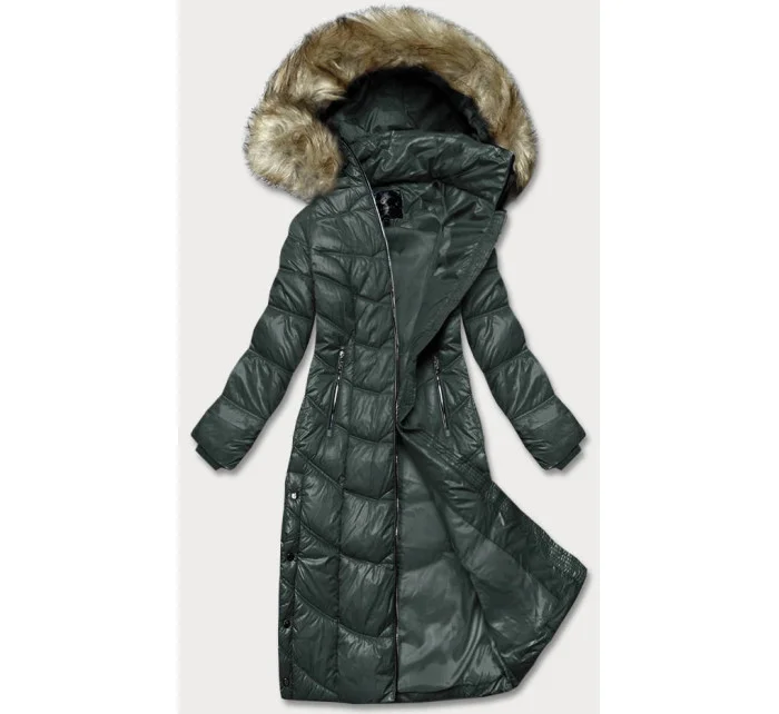 Tmavozelená ľahká dlhá dámska bunda (H-203)