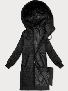 Čierna jednoduchá plus size bunda s ozdobným prešívaním S'West (B8395-1)