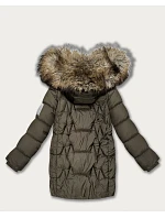 Dámská zimní bunda v barvě khaki s kapucí Goodlookin model 21787474 - HAPPY HOUSE Dámská zimní bunda v barvě khaki s kapucí Goodlookin model 21787474 - HAPPY HOUSE