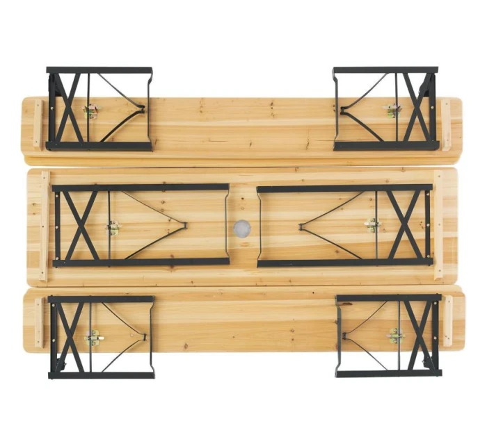 PIKNIKOVÁ BAROVÁ SÚPRAVA DREVENÝ STÔL A 2 LAVICE SO SKLOPNÝMI OPERADLAMI