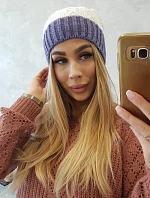 Bibiana fleecová čiapka K264 fialová+biela