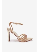 model 21788251 zlaté sandály na podpatku s krystaly - Boto model 21788251 zlaté sandály na podpatku s krystaly - Boto
