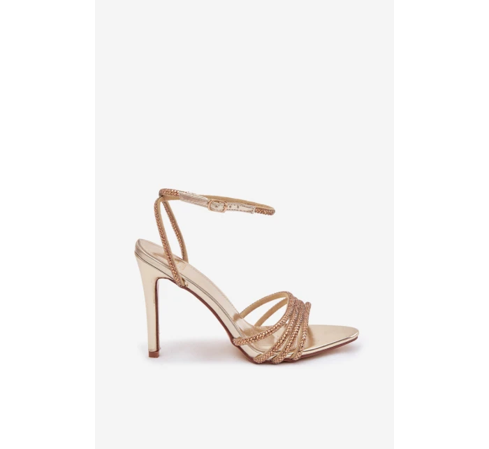model 21788251 zlaté sandály na podpatku s krystaly - Boto model 21788251 zlaté sandály na podpatku s krystaly - Boto