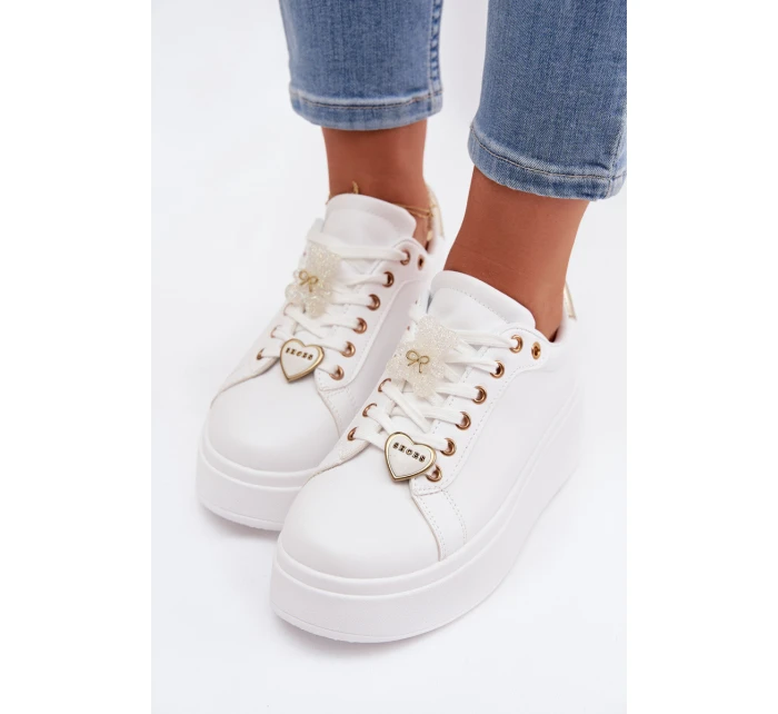 Dámské tenisky na platformě s přívěsky Medvěd Srdce Selorissa