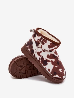 Detské/juniorské snežnice Mireya s kožušinovou izoláciou - bielo-hnedé