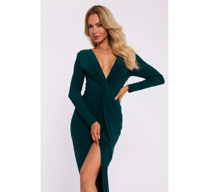 Dámské šaty model 20849710 tmavě zelené - Moe Dámské šaty model 20849710 tmavě zelené - Moe