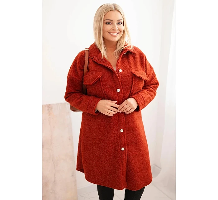 Dámsky kabát s vlnou v nadmernej veľkosti ART0286 Rudy - Kesi Dámsky kabát s vlnou v nadmernej veľkosti ART0286 Rudy - Kesi