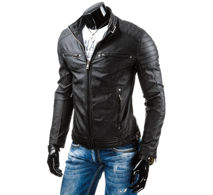 Pánská kožená bunda černá model 21962332 - FashionStreet Pánská kožená bunda černá model 21962332 - FashionStreet