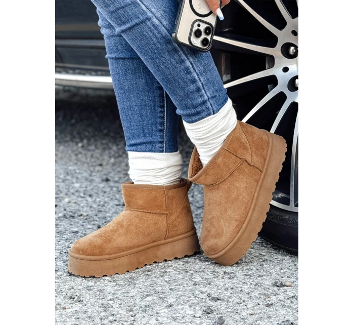 Dámske snežnice na platforme camel BRINETTO FashionStreet ZY0549