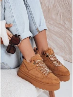 Dámské tenisky s kožešinou na platformě camel Dstreet model 21992186 - FashionStreet