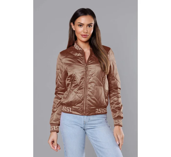 Dámska bunda typu "bomber" v karamelovej farbe (B8123-14) Dámska bunda typu "bomber" v karamelovej farbe (B8123-14)