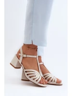 Damskie Sandały Na Obcasie Sergio Leone SK880 Perłowe