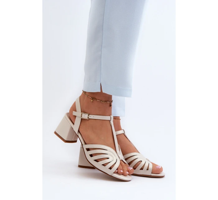 Damskie Sandały Na Obcasie Sergio Leone SK880 Perłowe