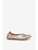 Ploché baleríny z přírodní kůže model 21684998 zlaté - Zazoo