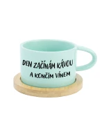DEN ZAČÍNÁM KÁVOU A KONČÍM VÍNEM - mint hrníček makronka 200 ml DEN ZAČÍNÁM KÁVOU A KONČÍM VÍNEM - mint hrníček makronka 200 ml