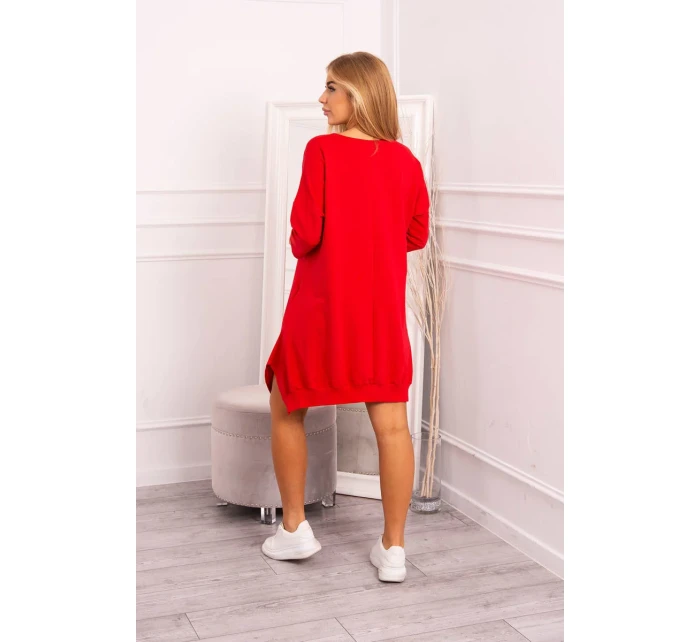 Šaty s potlačou a rozšírenou spodnou časťou červené