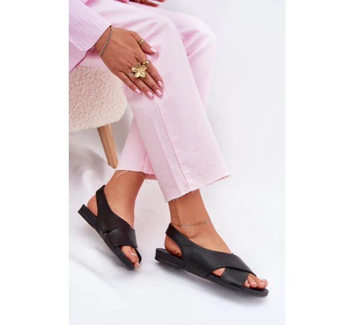 Zazoo 40407 Sandały Skórzane Damskie Czarne