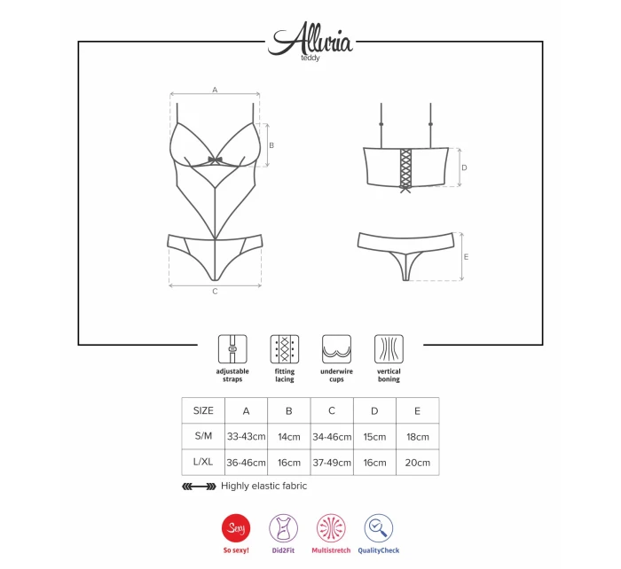 Nežné body Alluria teddy pink - Obsessive