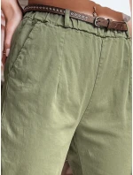Dámské kalhoty chinos s páskem khaki Dstreet model 21986496 - FashionStreet