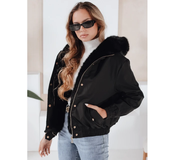 Dámská zimní bunda krátká s kožešinou černá Dstreet model 21991168 - FashionStreet