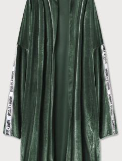 Zelený dámsky velúrový prikrývka cez oblečenie s kapucňou (734ART)