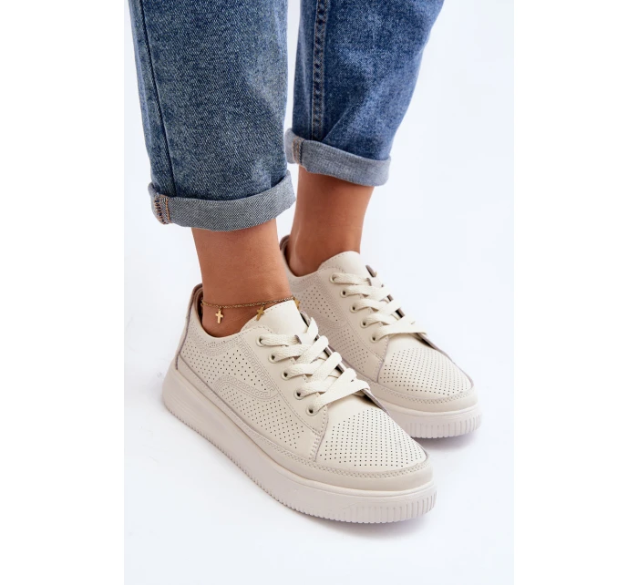 Dámské kožené sportovní tenisky Bílé model 21647542 - SERGIO LEONE