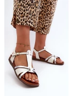 Dámské ploché sandály z ekokože model 21661483 Bílé - SERGIO LEONE