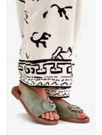 Płaskie Sandały Z Ozdobą Zielone Haliones Płaskie Sandały Z Ozdobą Zielone Haliones