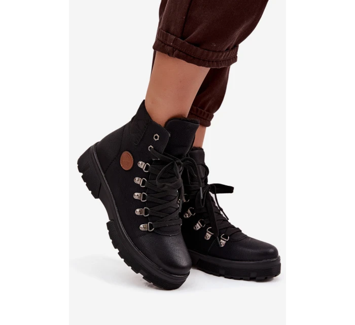 Ocieplane Trapery Damskie Na Platformie Czarne Zaraine Ocieplane Trapery Damskie Na Platformie Czarne Zaraine