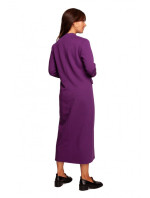 B242 Maxi šaty s ozdobnými klopami vpředu - fialové