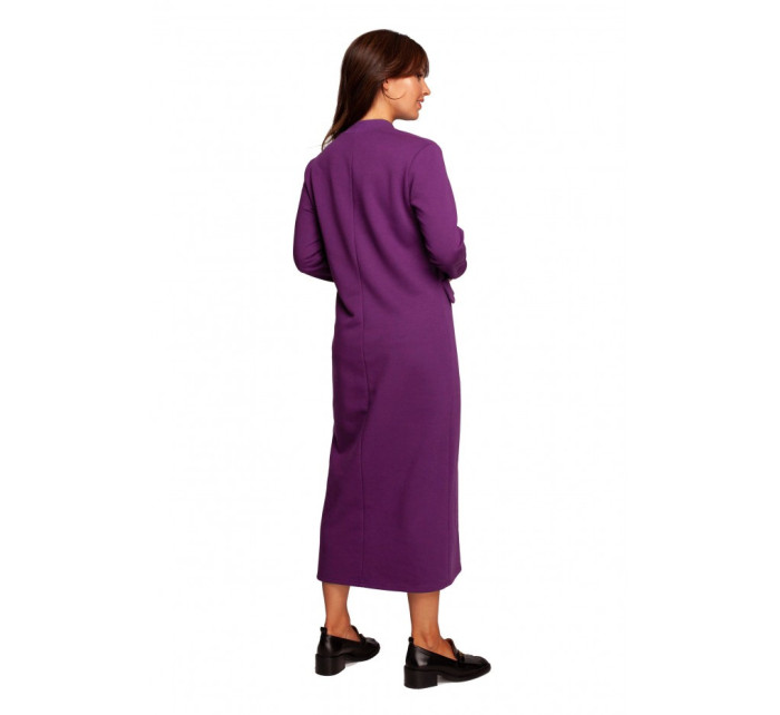 B242 Maxi šaty s ozdobnými chlopňami vpredu - fialové
