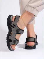 Luxusné sivé a strieborné sandále na podpätku pre ženy