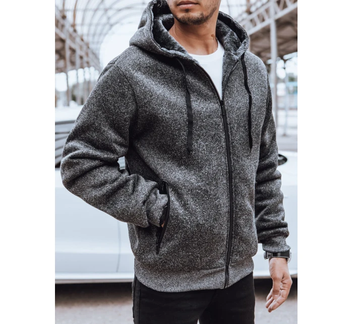 Pánská rozepínací zateplená mikina tmavě šedá Dstreet model 21970283 - FashionStreet Pánská rozepínací zateplená mikina tmavě šedá Dstreet model 21970283 - FashionStreet