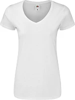 Fruit of the Loom Lady-Fit Iconic 150 V-Neck T Dámske tričko s výstrihom do V 16.1444 biele