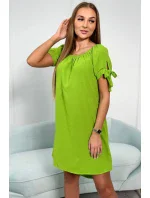 Šaty s viazaním na rukávoch pistáciovej farby