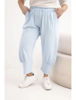Dámske plus veľkosť nohavice s nízkym sedom a elastickým pásom Blue Dámske plus veľkosť nohavice s nízkym sedom a elastickým pásom Blue