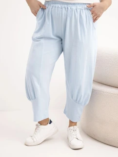 Dámske plus veľkosť nohavice s nízkym sedom a elastickým pásom Blue